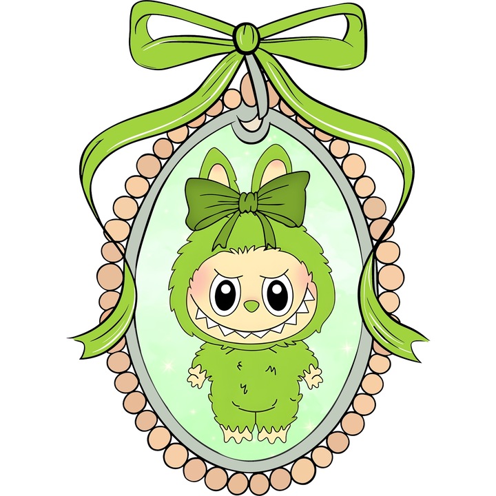 Sticker Adeziv Cu Labubu – Melodia Roz – Prietenie, Aventura si Emotie, cu Margini Albe, PVC Vinyl 90CM