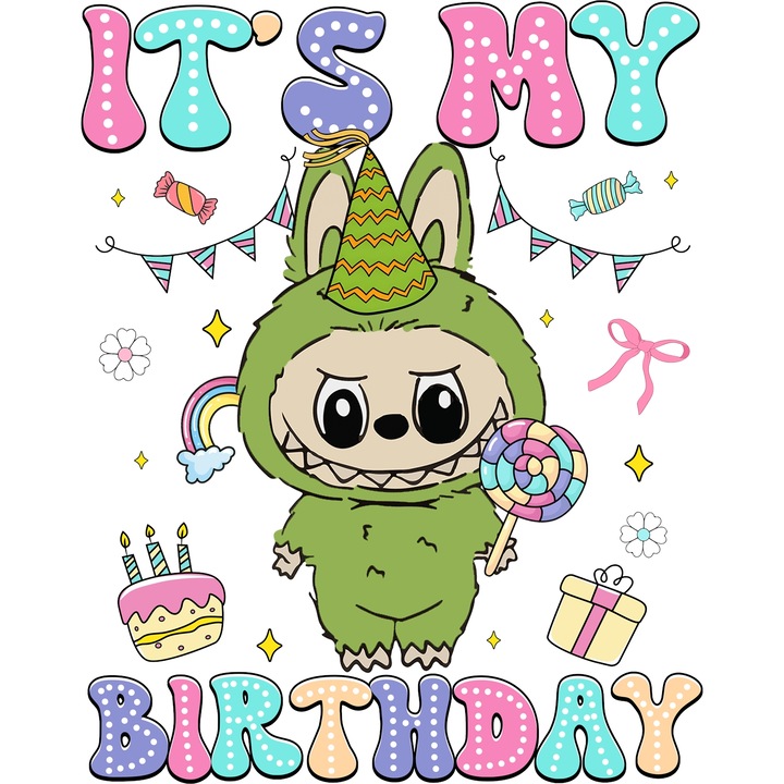 Sticker Adeziv Cu Labubu – Prieteni Veseli – Aventura, Curaj si Energie, cu Margini Albe, PVC Vinyl 28CM