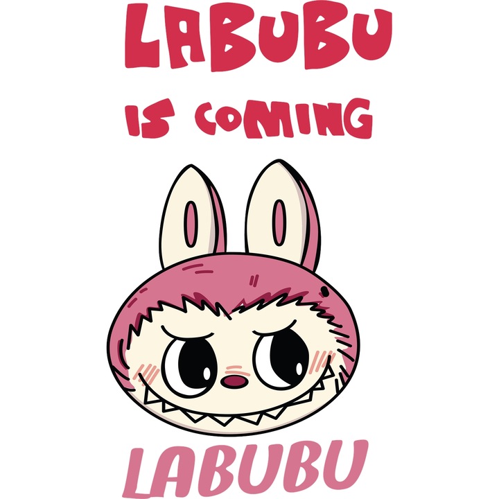 Sticker Adeziv Cu Labubu – Inima Fermecata – Prietenie, Emotie si Aventura, cu Margini Albe, PVC Vinyl 90CM