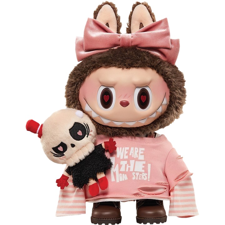 Sticker Adeziv Cu Labubu – Stelele Rozului – Magie, Aventura si Energie, cu Margini Albe, PVC Vinyl 50CM