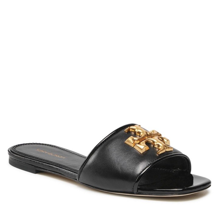 Slapi, TORY BURCH, Eleanor Slide, piele naturala, negru, 35 EU