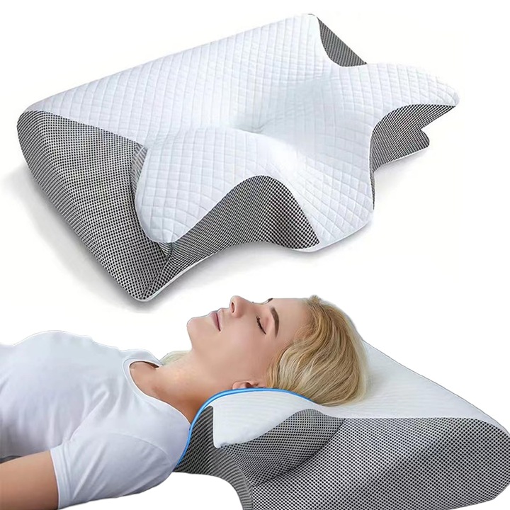 Perna ortopedica Bellaro, Colectia Neck Haven, spuma cu memorie, alb, 60x40cm, moale