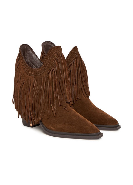 Botine dama, Alma En Pena, cowboy, din piele naturala, maro