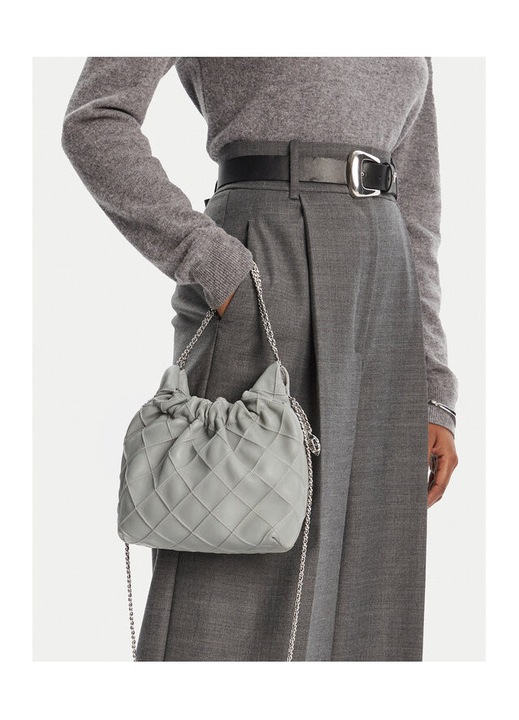 Női táska Tory Burch Mini Fleming, szürke, természetes bőr, 162451