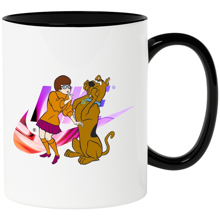 Cana Cu Scoobydoo, Cu Textul "Nike" - Design 24, Ceramica, 330ML, Cu Maner si Interior Negru
