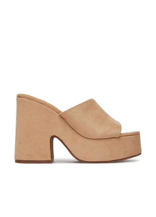 Papuci cu toc dama, DeeZee, culoare bej