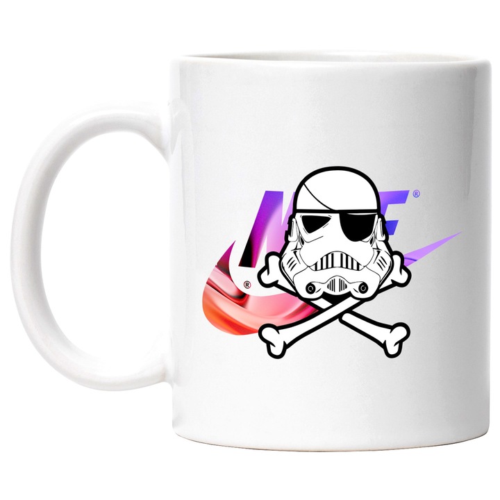 Cana Cu Starwars, Cu Textul "Nike" - Design 8, Ceramica, 330ML, Cu Maner si Interior Alb