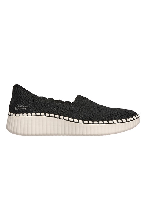 Skechers, Pantofi slip-ons din material textil Wilshire True Charm, Negru/Bej deschis