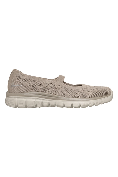Skechers, Pantofi slip-on din material textil Graceful Chic Motion, Maro taupe