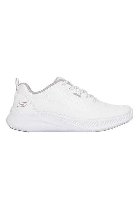 Skechers, Pantofi sport din material textil Bobs Mode Flex, Gri deschis/Alb optic