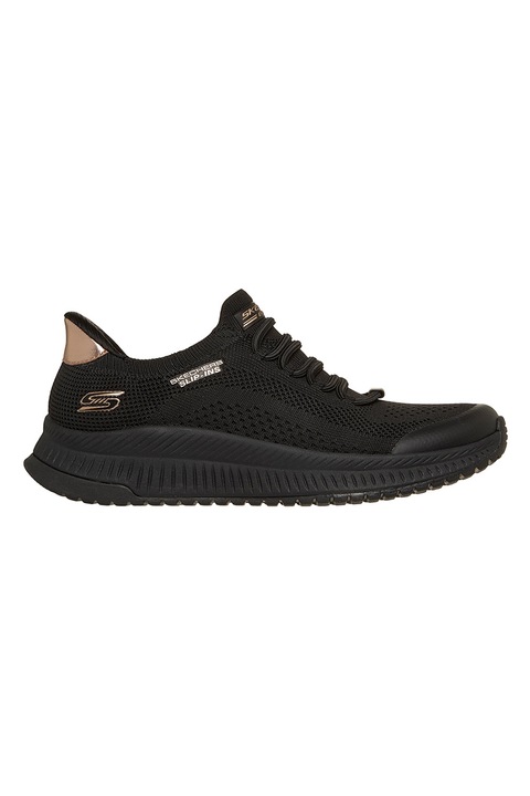 Skechers, Pantofi sport slip-ins din plasa Bobs squad 4, Auriu/Negru
