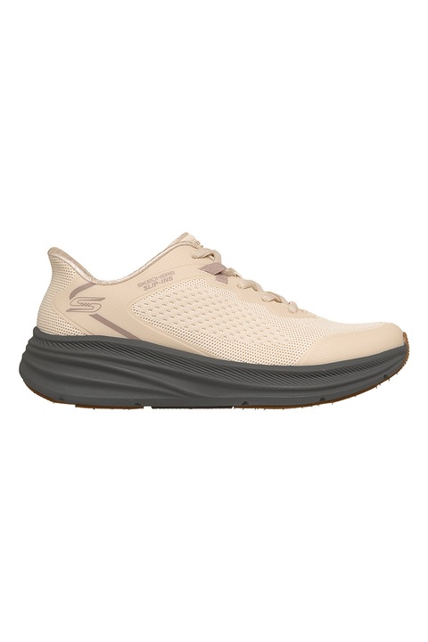Skechers, Pantofi sport slip-ins cu model uni Bobs Skillz, Bej/Gri antracit
