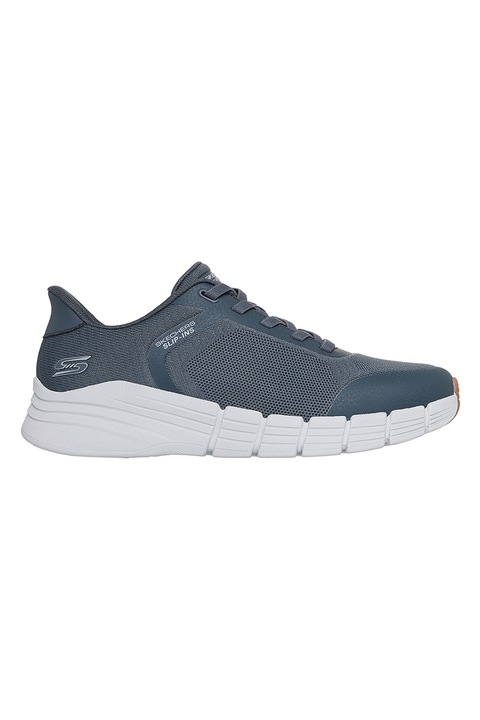 Skechers, Pantofi sport slip-ins BOBS B Flex 2.0 din plasa si piele ecologica, Albastru inchis/Alb optic