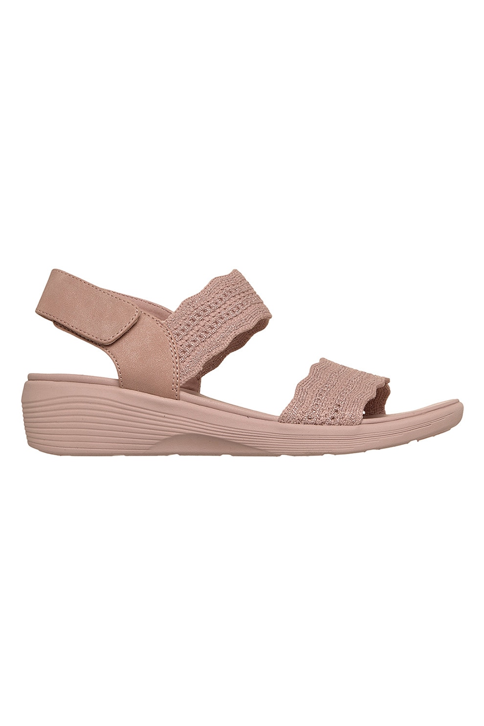 Skechers, Sandale wedge cu catarame, Roz prafuit, 38 - eMAG.ro