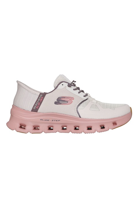 Skechers, Pantofi sport slip-ins Glide Step Pro cu detaliu logo, Roz pastel/Maro taupe deschis