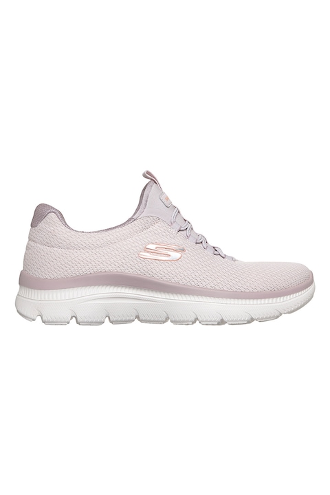 Skechers, Pure Genius Swift bebújós textilsneaker logós részlettel, Halványlila