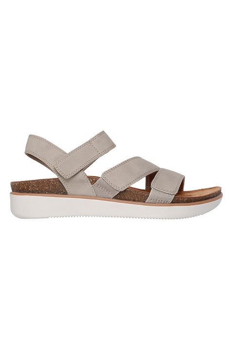 Skechers, Sandale flatform cu velcro, Maro taupe deschis