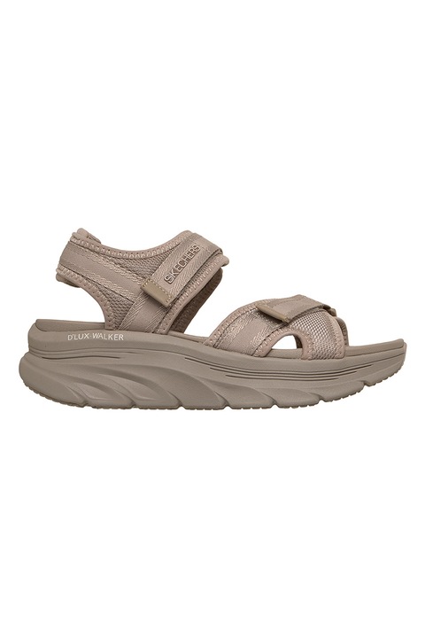 Skechers, Sandale wedge cu velcro D'Lux Walker, Maro taupe