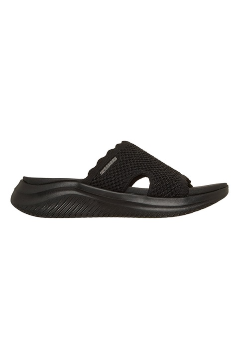Skechers, Papuci wedge din meterial textil Ultra Flex 3.0, Negru, 38