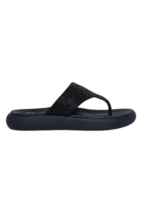 Skechers, Papuci flip-flop cu strasuri Asana Luxe, Negru, 37