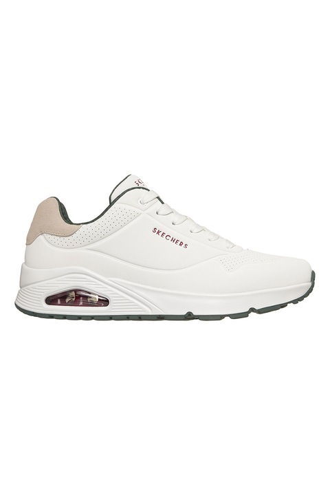 Skechers, Uno- Suited On Air sneaker nyersbőr betétekkel, Fehér