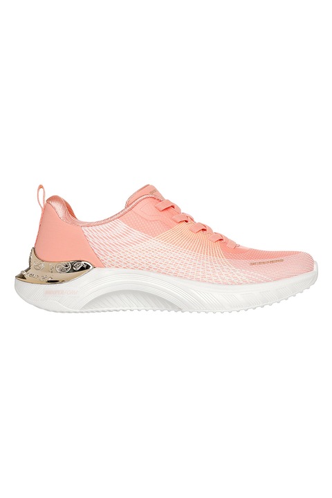 Skechers, Pantofi sport din material textil cu garnituri cu aspect metalizat Snoop Ace-Cyber Walker, Roz somon/Alb murdar