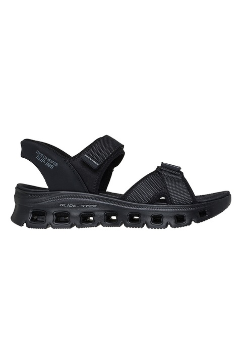 Skechers, Sandale slip-ins cu talpa wedge Glide Step Pro, Negru
