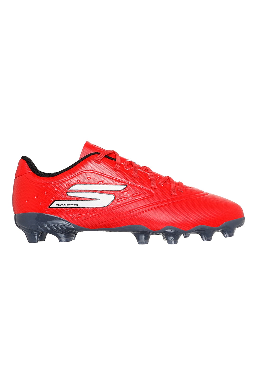 Skechers, Pantofi Razor 1.5 Jr cu logo si crampoane pentru fotbal, Alb, Rosu vermillion, 34 EU