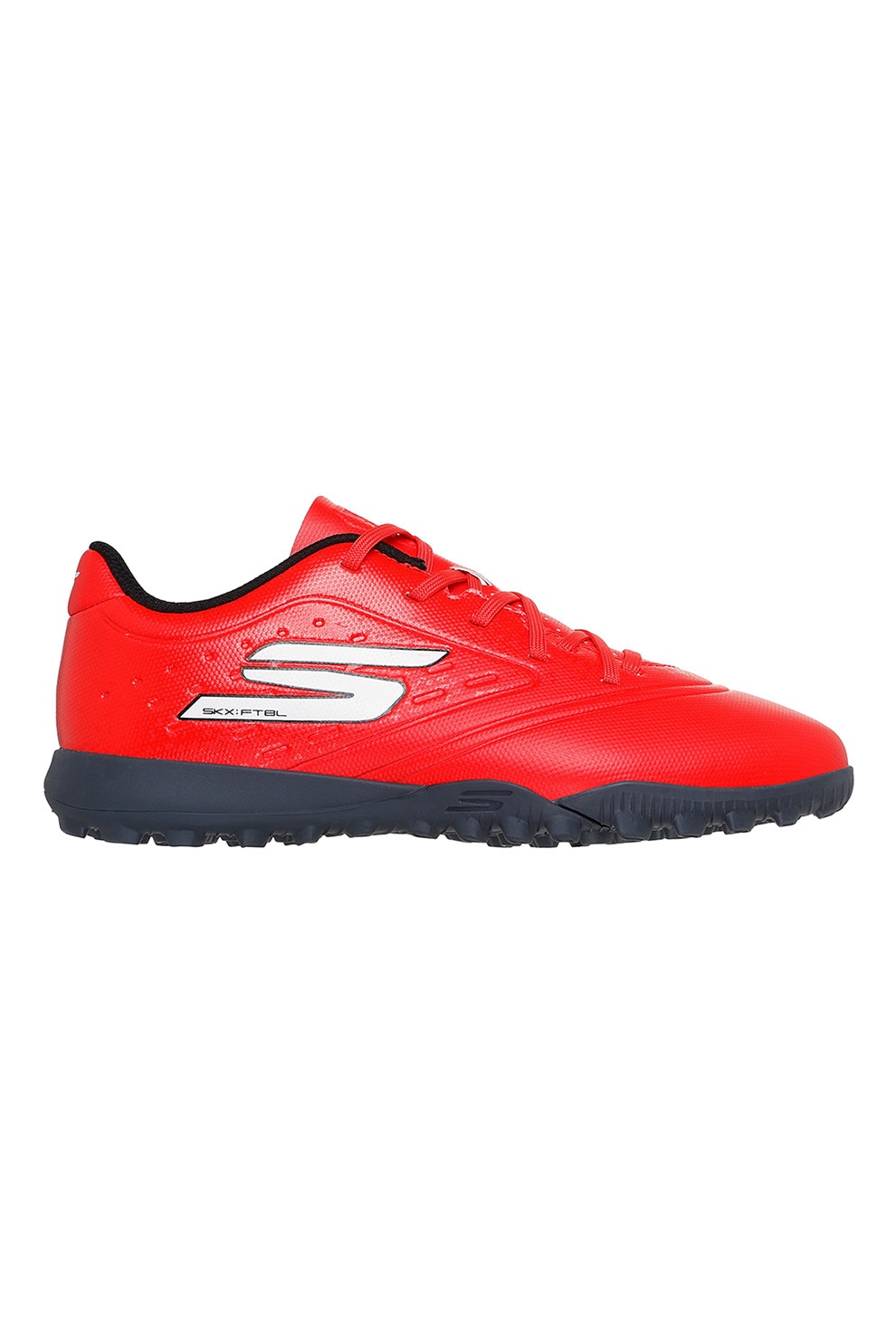 Skechers, Pantofi Razor 1.5 Jr cu logo pentru fotbal, Alb, Rosu vermillion, 35 EU