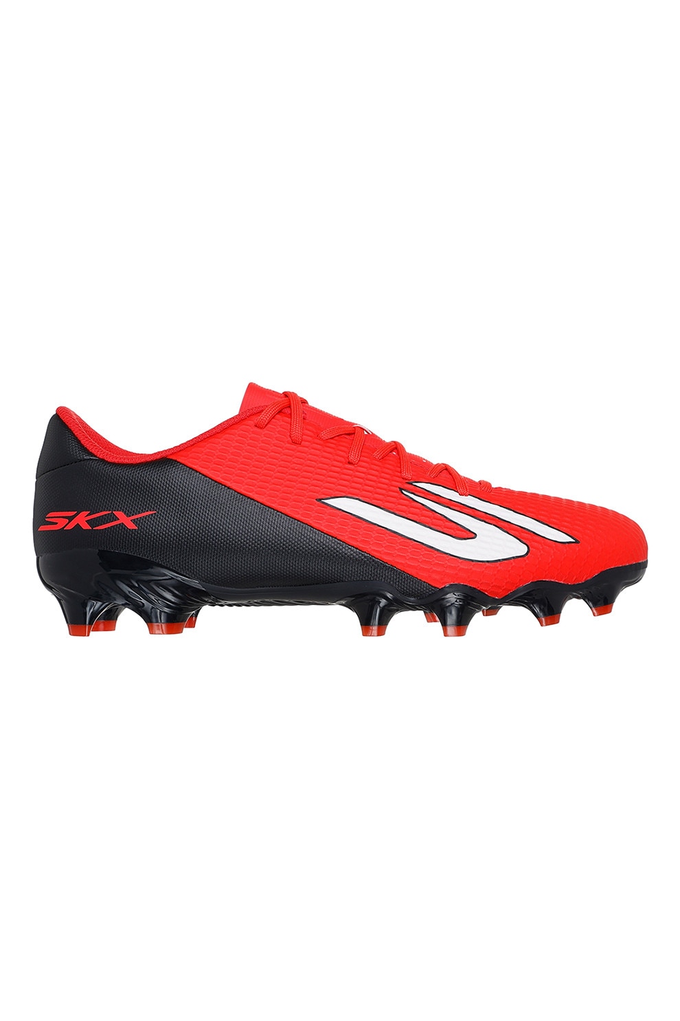 Skechers, Pantofi Skx 2 Academy cu crampoane pentru fotbal, Negru, Rosu vermillion, 43