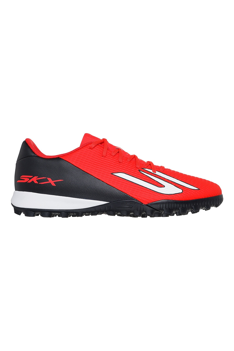 Skechers, Pantofi Skx 2 Club Turf pentru fotbal, Alb, Negru, Rosu vermillion, 43