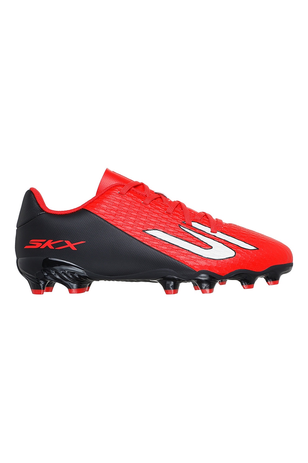 Skechers, Pantofi SKX 2 JR cu crampoane pentru fotbal, Alb, Negru, Rosu vermillion, 35 EU