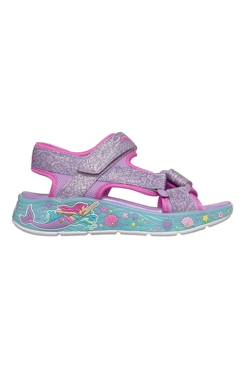 Skechers, Mermaid Dreams mintás szandál, Fehér/Türkiz/Púderlila