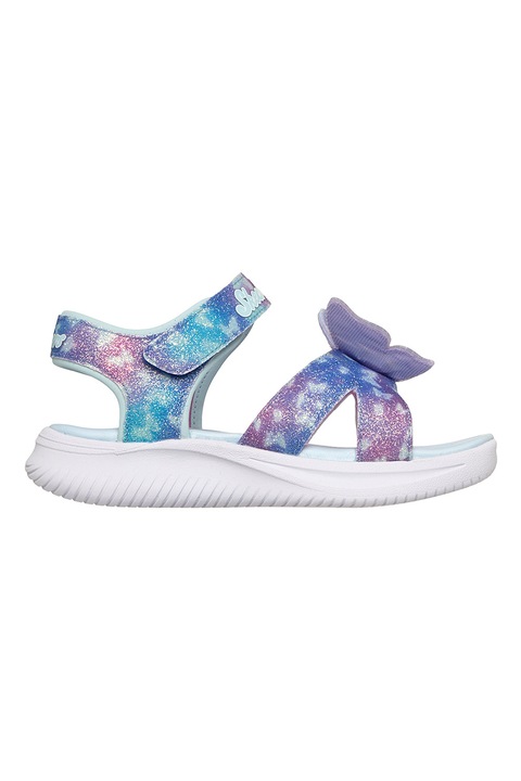 Skechers, Lights-Jumpsters tépőzáras szandál, Pasztellrózsaszín/Királykék
