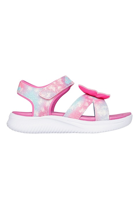 Skechers, Lights-Jumpsters tépőzáras szandál, Pasztellkék/Fukszia