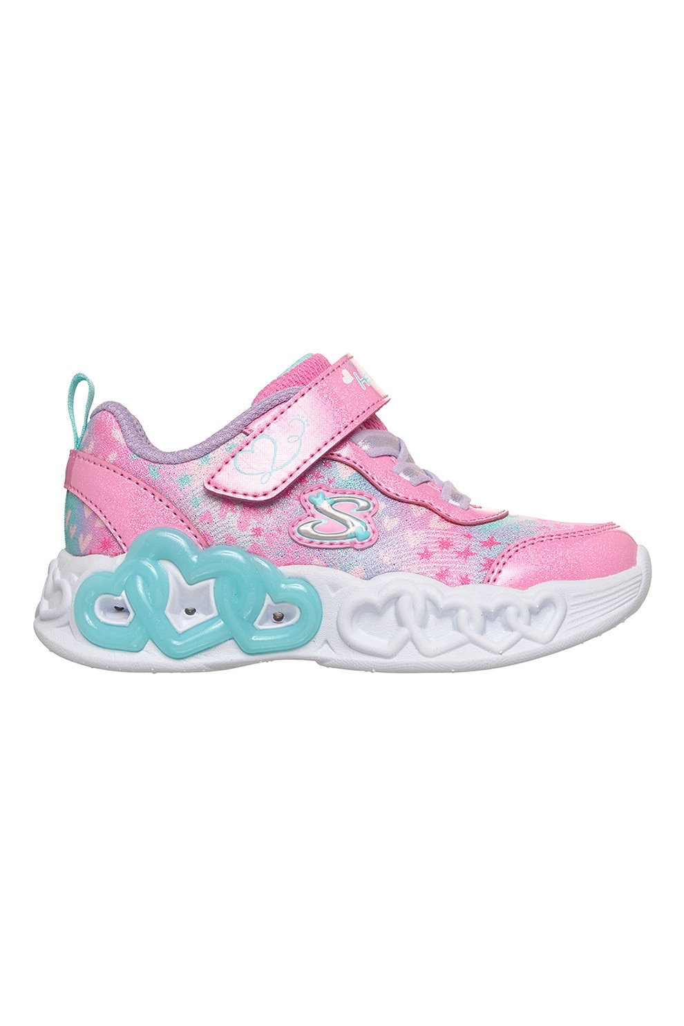 Skechers, Pantofi sport cu LED-uri Infinite Heart, Albastru