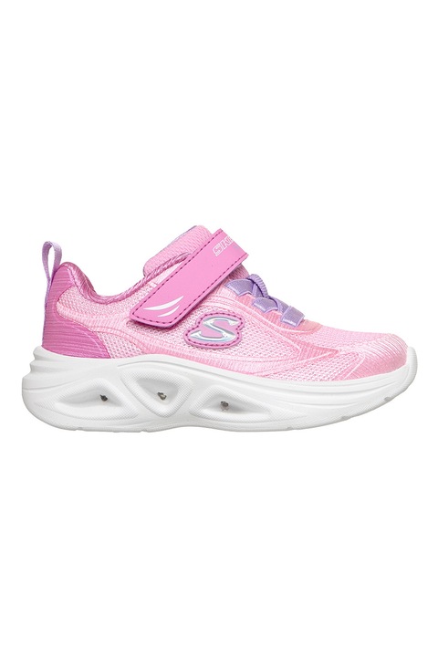 Skechers, Pantofi sport Sola Glow 2.0 de plasa cu LED, Roz aprins/Roz pastel
