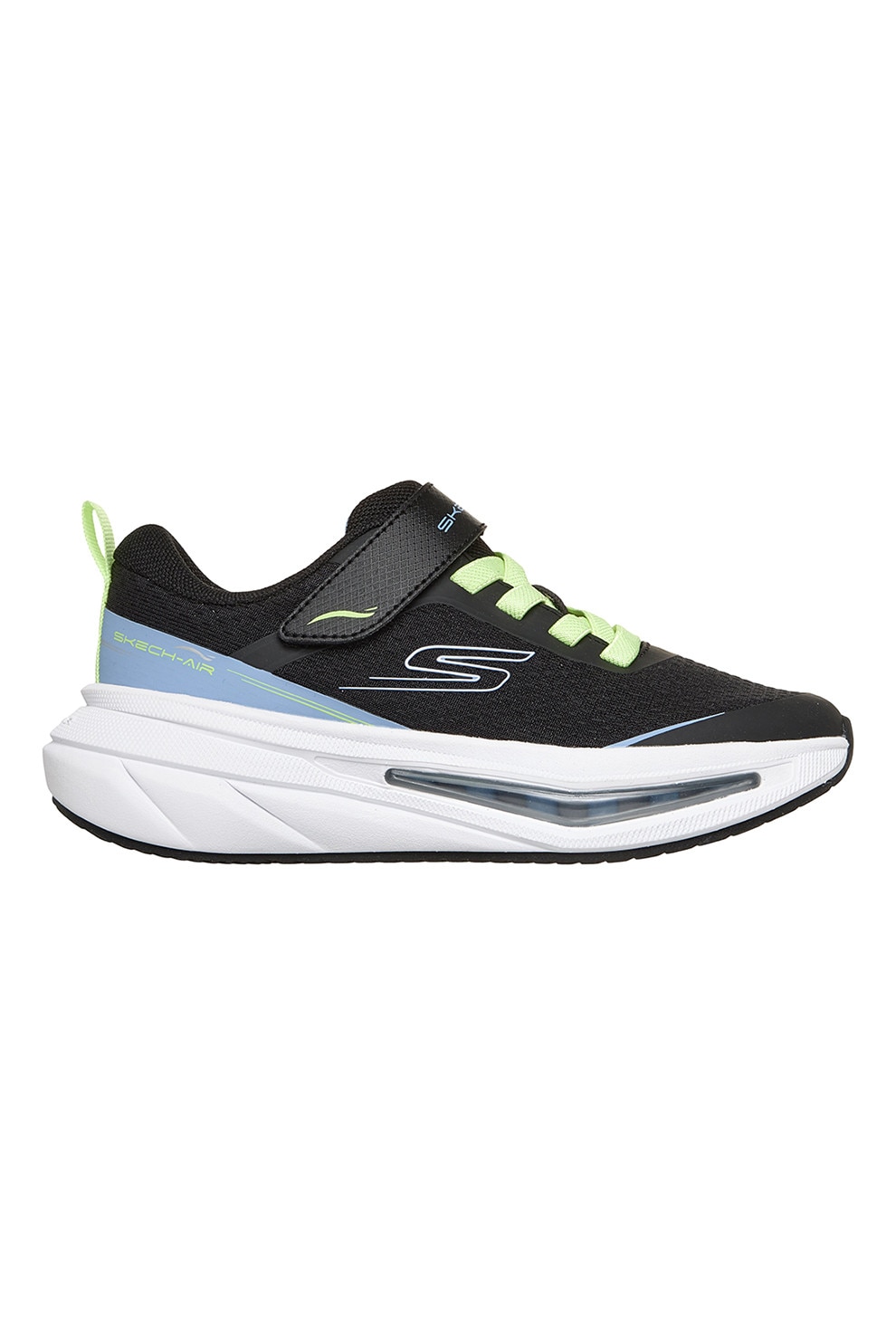 Skechers, Pantofi sport Skech-Air 5.0 cu talpa wedge, Negru, Albastru lavanda, 32 EU