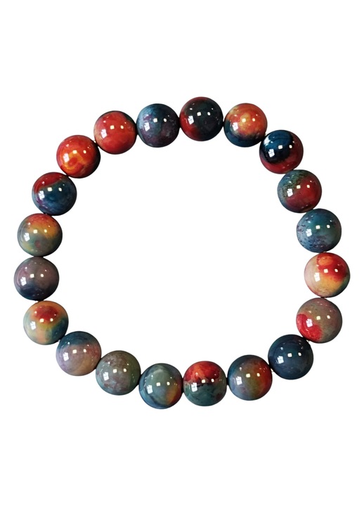 Bratara unicat din agat albastru rosu, 10mm