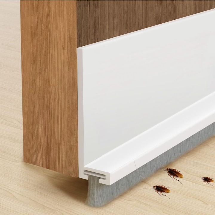 Omelivon®-Banda de etansare alba pentru usi, 100 cm, pentru etansare podea cu perie, etansare usa autoadeziva, benzi de etansare perie usa, etansare perie (alb)