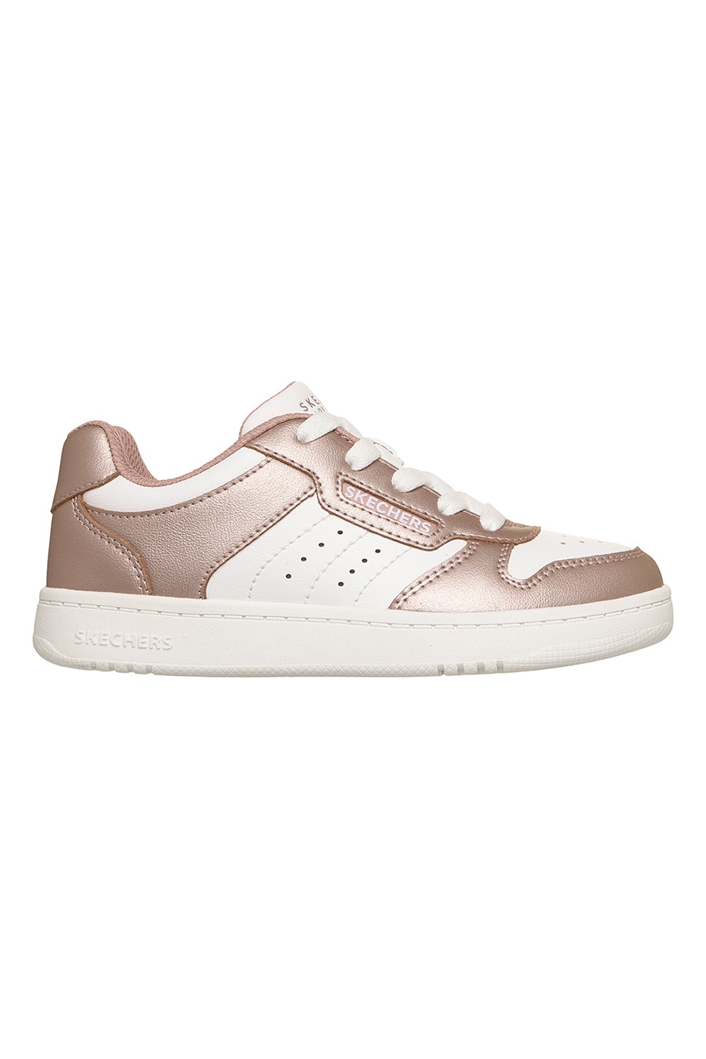 Skechers, Pantofi sport Quick Streeet low cut, Alb, Auriu rose, 30 EU