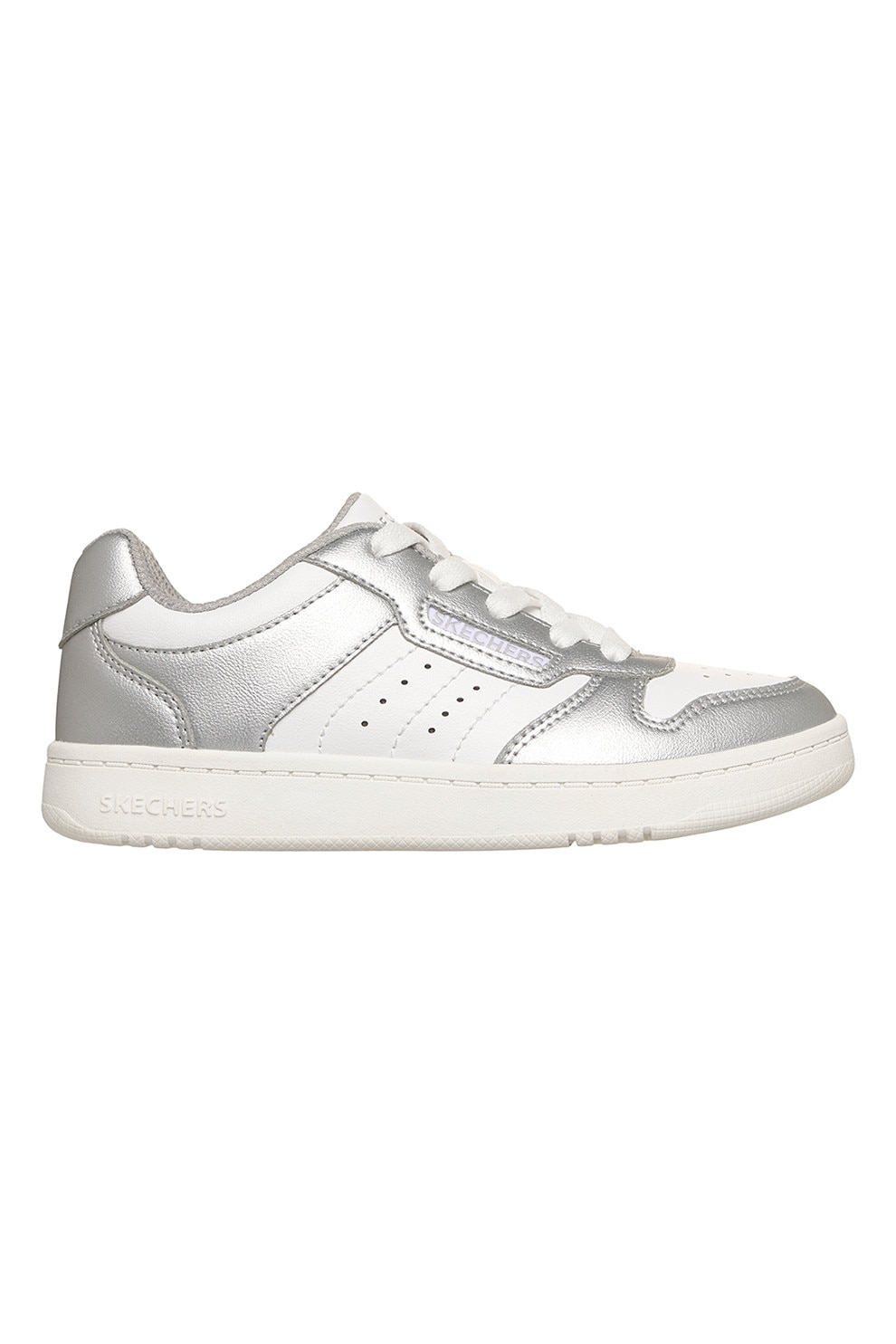 Skechers, Pantofi sport Quick Streeet low cut, Alb, Argintiu, 38