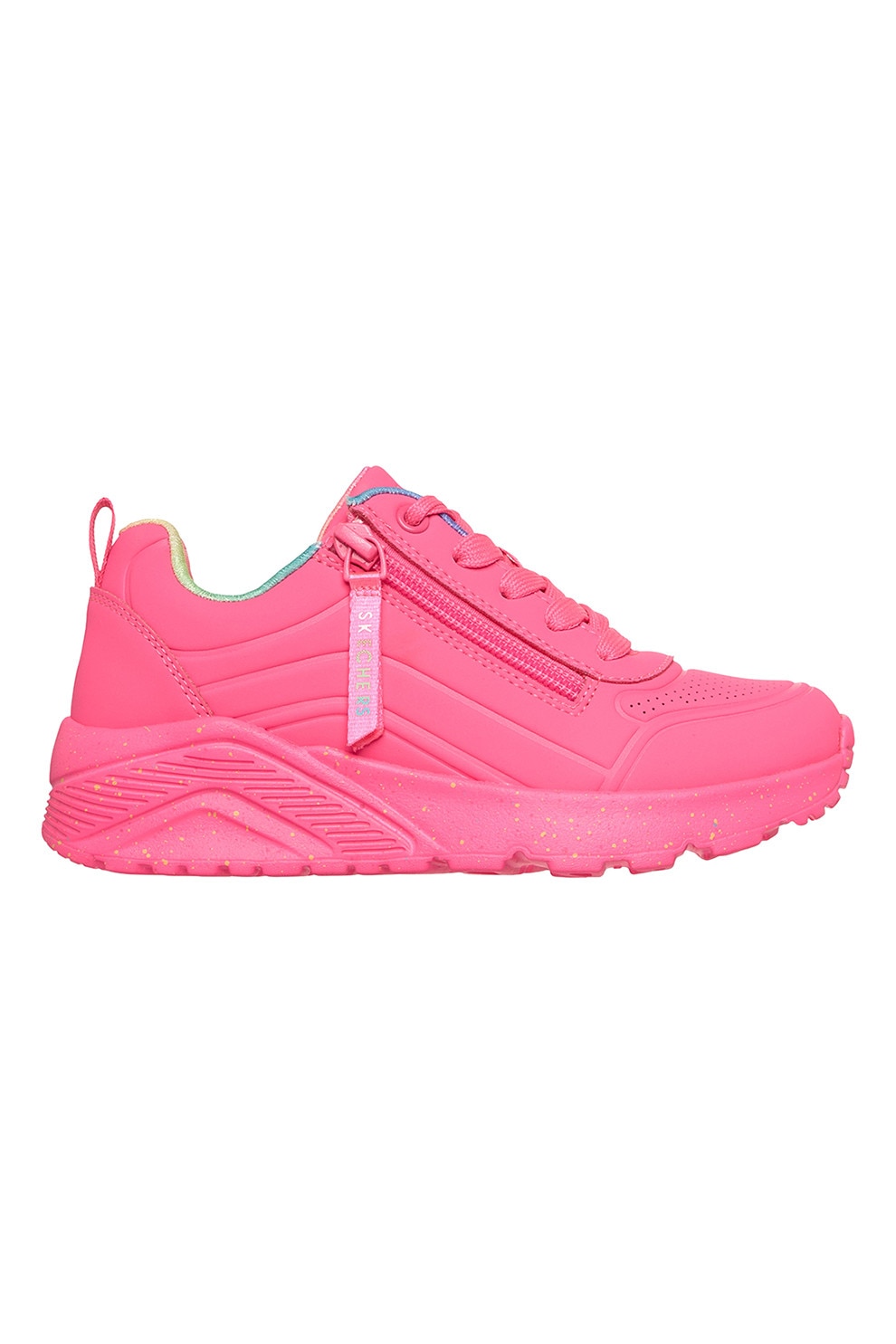 Skechers, Pantofi sport Uno Lite Vivid Splash cu fermoar lateral, Roz aprins, 35 EU