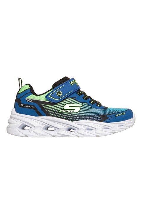 Skechers, Pantofi sport Vortex 3.0 usori cu LED-uri, Verde lime/Albastru
