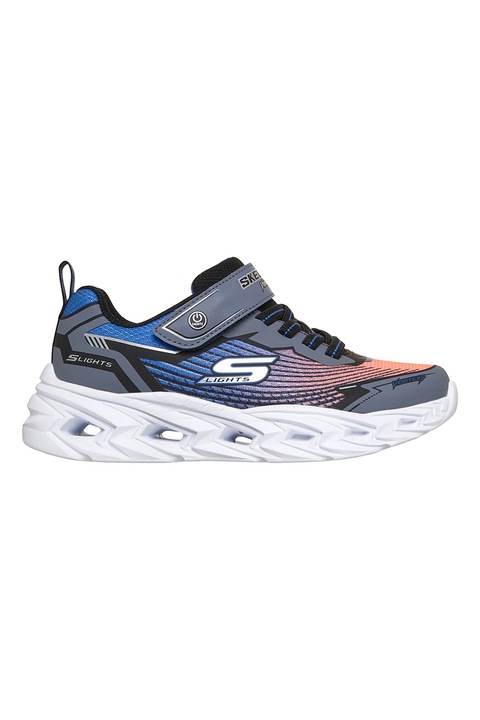Skechers, Pantofi sport Vortex 3.0 usori cu LED-uri, Gri/Portocaliu deschis/Albastru