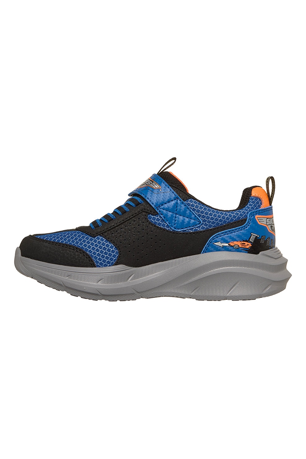 Skechers, Pantofi sport Garage cu masinute, Negru, Portocaliu