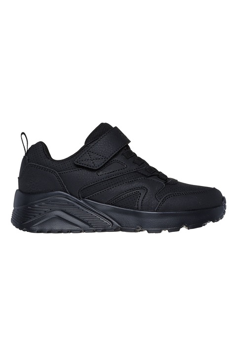 Skechers, Pantofi sport Uno Lite de piele ecologica cu velcro, Negru