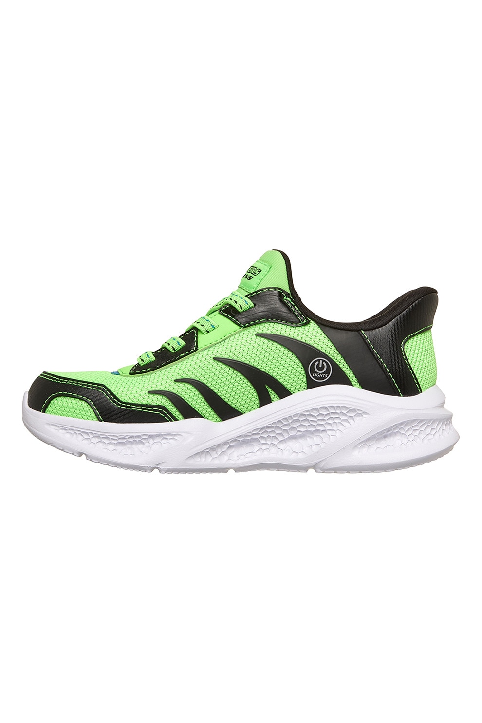 Skechers, Pantofi sport Meteor slip-ins cu LED-uri, Negru, Verde