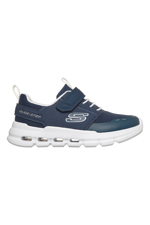 Skechers, Pantofi sport Glide-Step cu velcro, Bleumarin