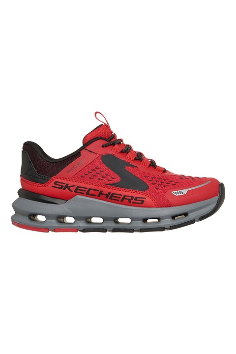 Skechers, Pantofi sport Glide-Step Plus slip-ins cu sireturi, Rosu/Negru